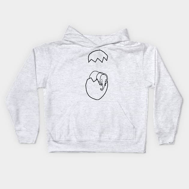 Cute Elephant Popping Out of Easter Egg Outline Kids Hoodie by ellenhenryart